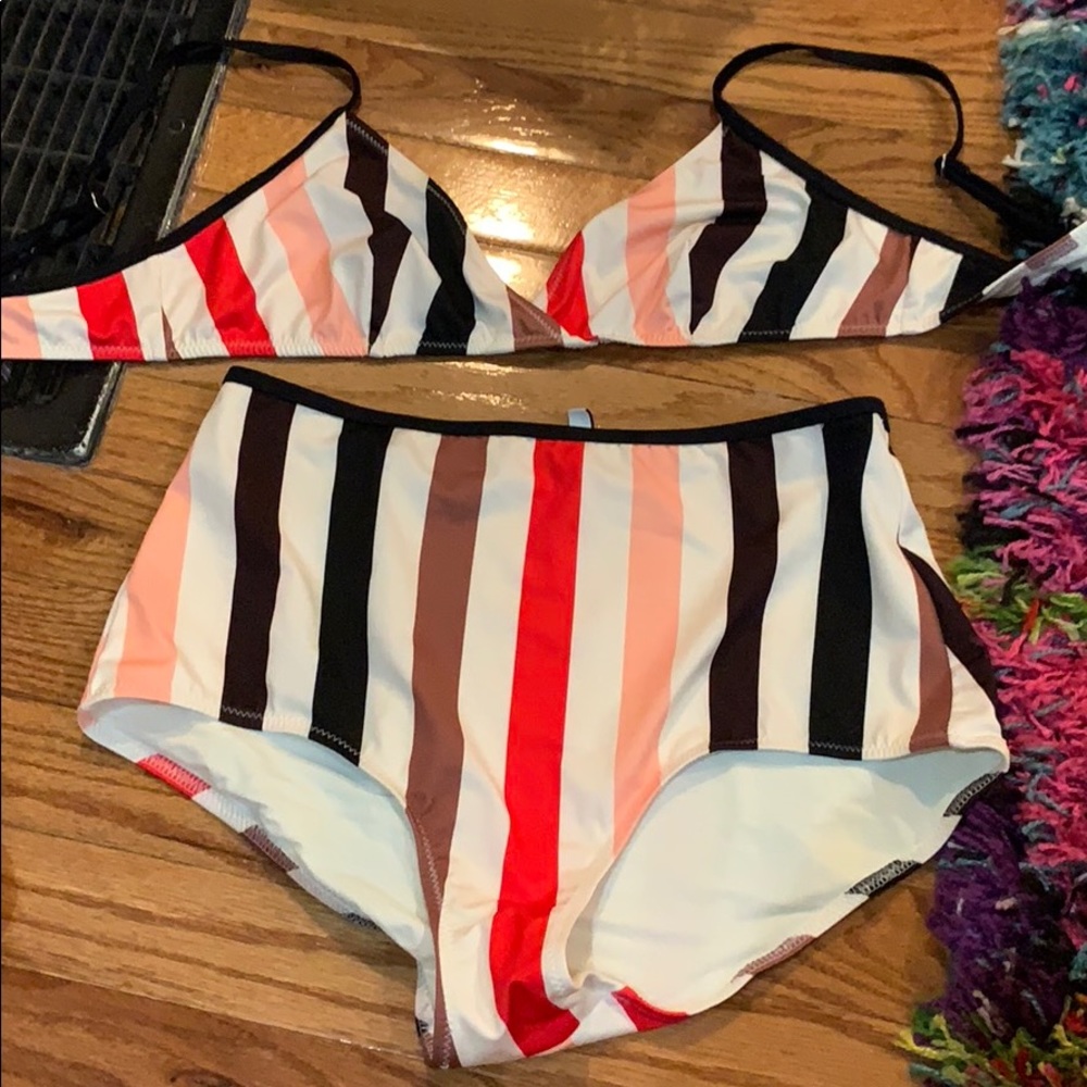 Solid and Striped High Waisted Bikini